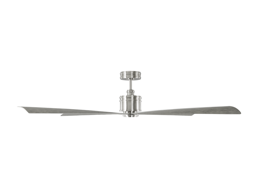 Launceton 72 Ceiling Fan | Brushed Steel | Light Grey Weathered Oak Blades