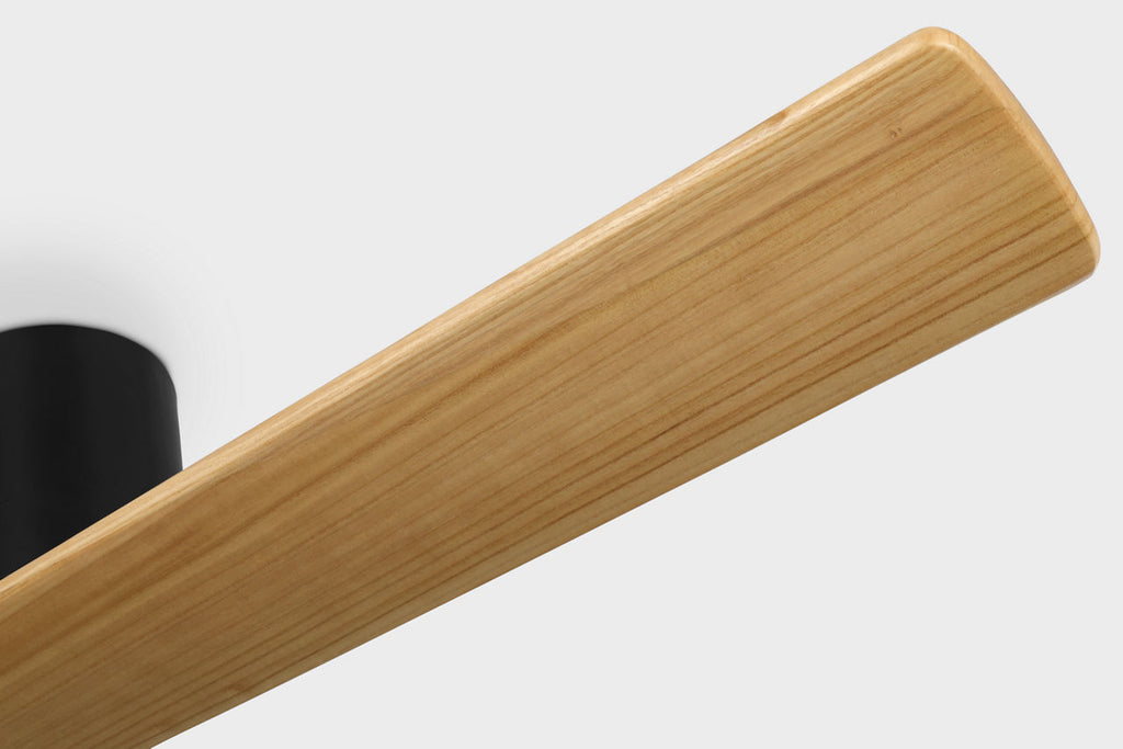Plank Smart 52 Hugger Ceiling Fan | Midnight Black | Natural Honey Blades