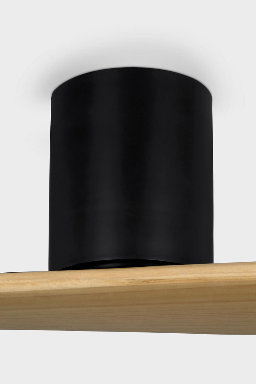 Plank Smart 52 Hugger Ceiling Fan | Midnight Black | Natural Honey Blades