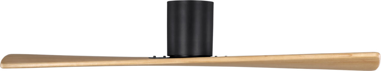 Plank Smart 52 Hugger Ceiling Fan | Midnight Black | Natural Honey Blades