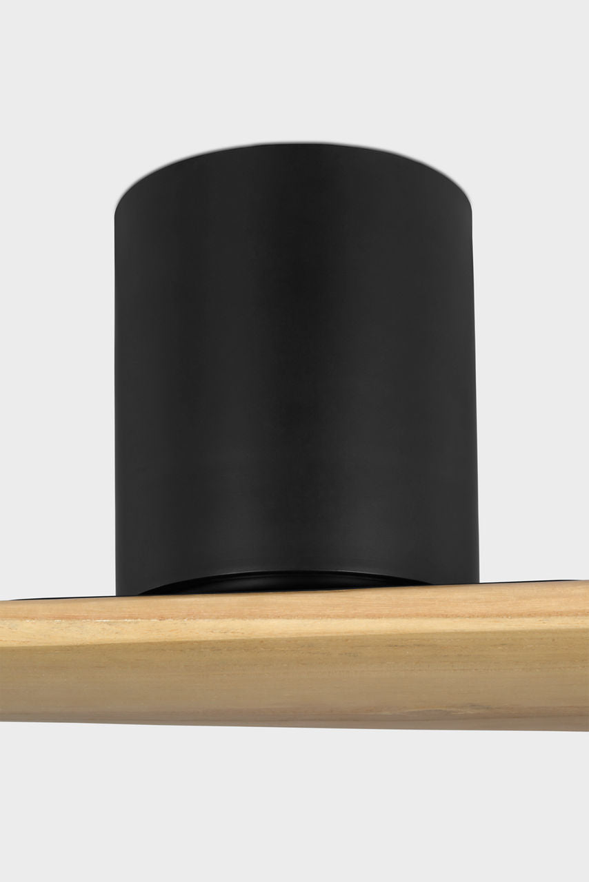 Plank Smart 72 Hugger Ceiling Fan | Midnight Black | Natural Honey Blades