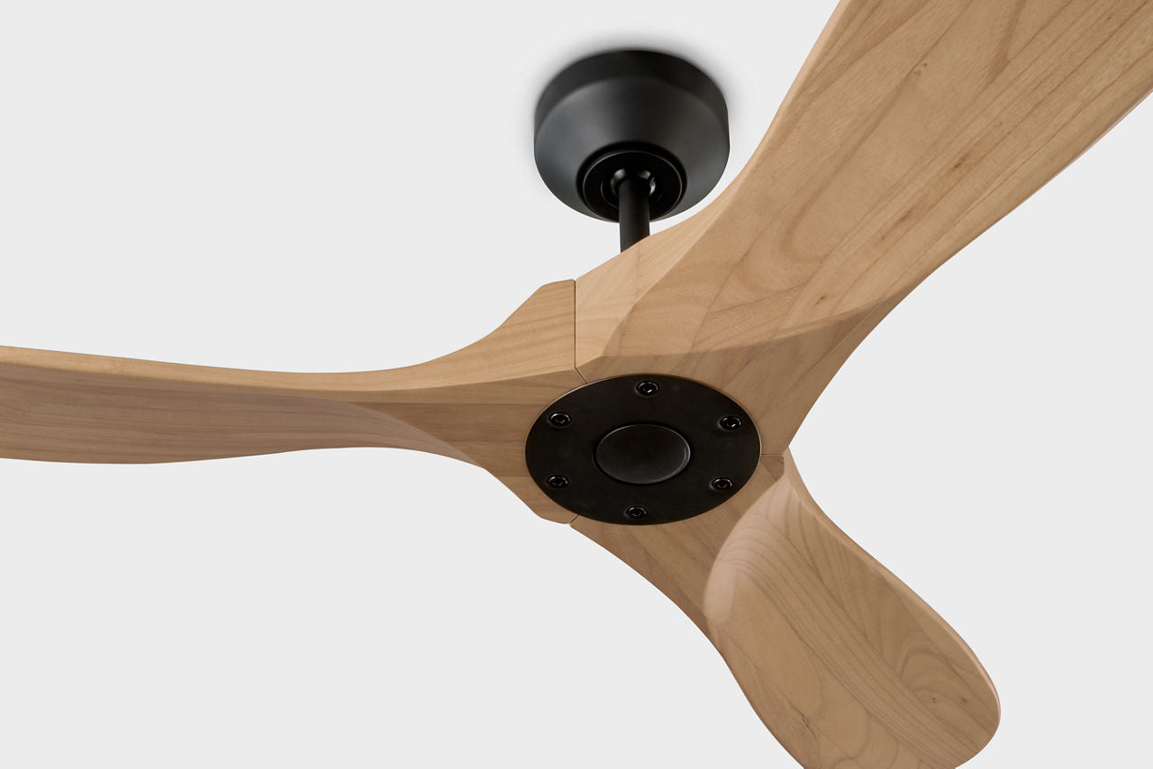 Maverick Smart 44 Ceiling Fan | Midnight Black | Natural Honey Blades