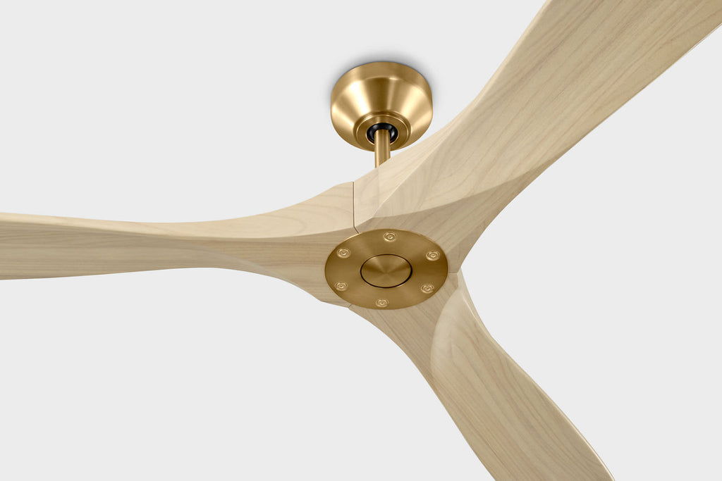 Maverick Smart 70 Ceiling Fan | Burnished Brass | Washed White Oak Blades