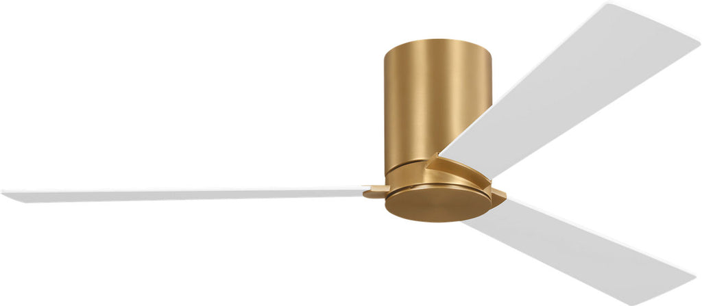 Rozzen 52 Hugger Ceiling Fan | Burnished Brass | Matte White Blades