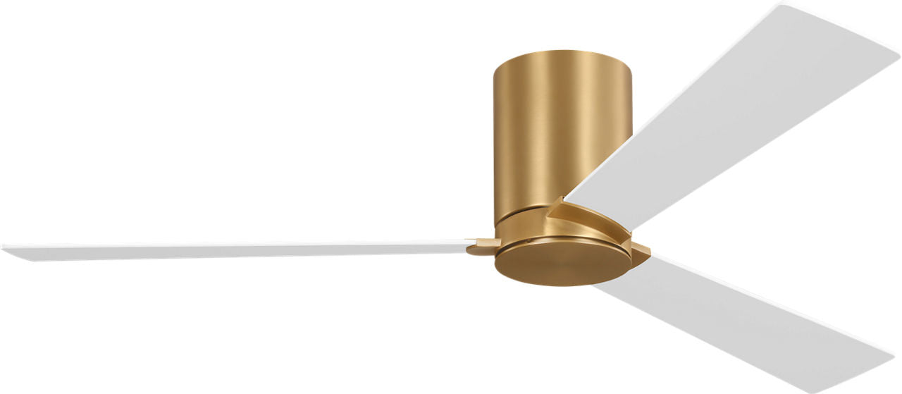 Rozzen 52 Hugger Ceiling Fan | Burnished Brass | Matte White Blades