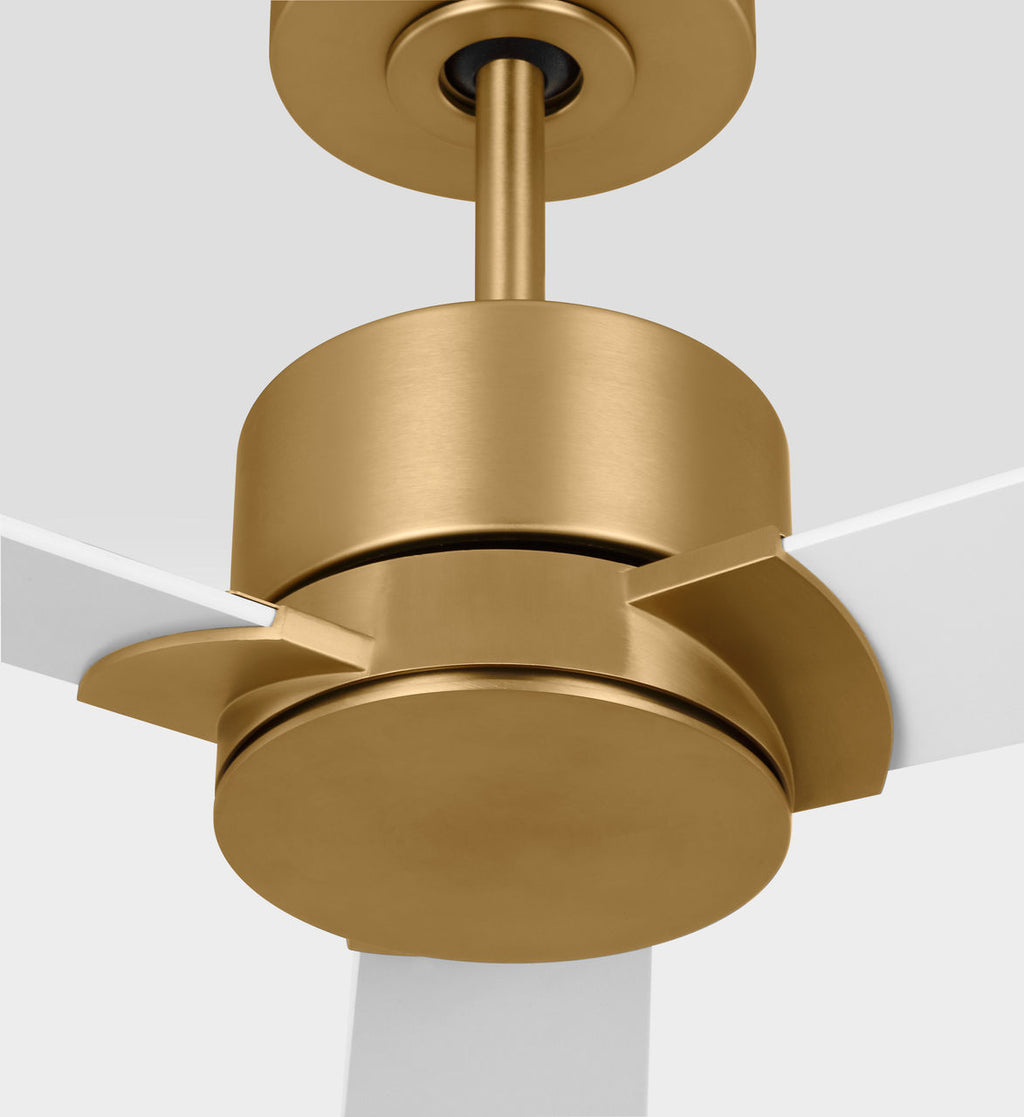 Rozzen 52 Hugger Ceiling Fan | Burnished Brass | Matte White Blades