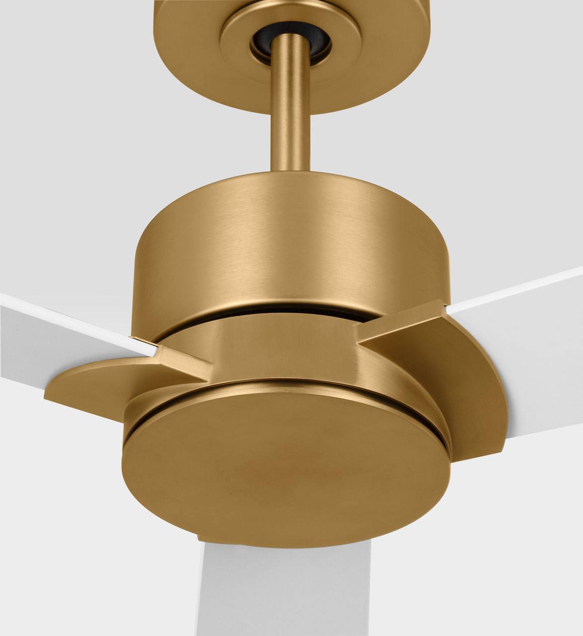 Rozzen 52 Hugger Ceiling Fan | Burnished Brass | Matte White Blades