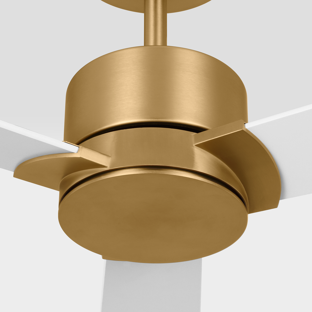 Rozzen 52 Ceiling Fan | Burnished Brass | Matte White Blades