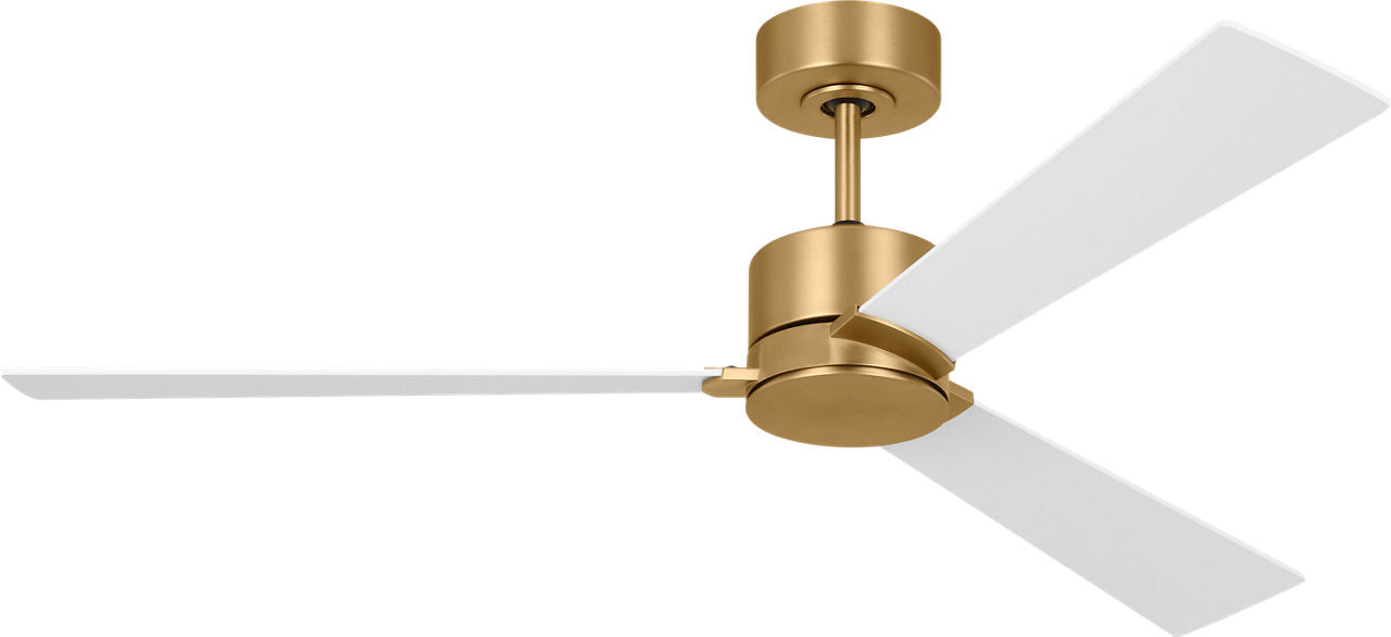 Rozzen 52 Hugger Ceiling Fan | Burnished Brass | Matte White Blades