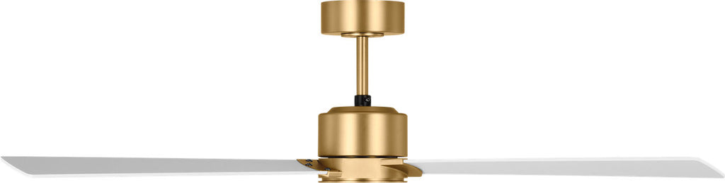 Rozzen 52 Hugger Ceiling Fan | Burnished Brass | Matte White Blades