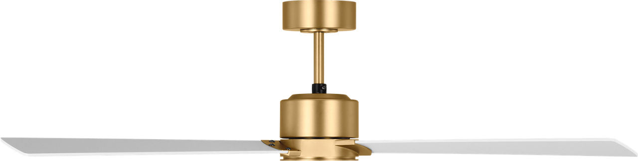Rozzen 52 Hugger Ceiling Fan | Burnished Brass | Matte White Blades