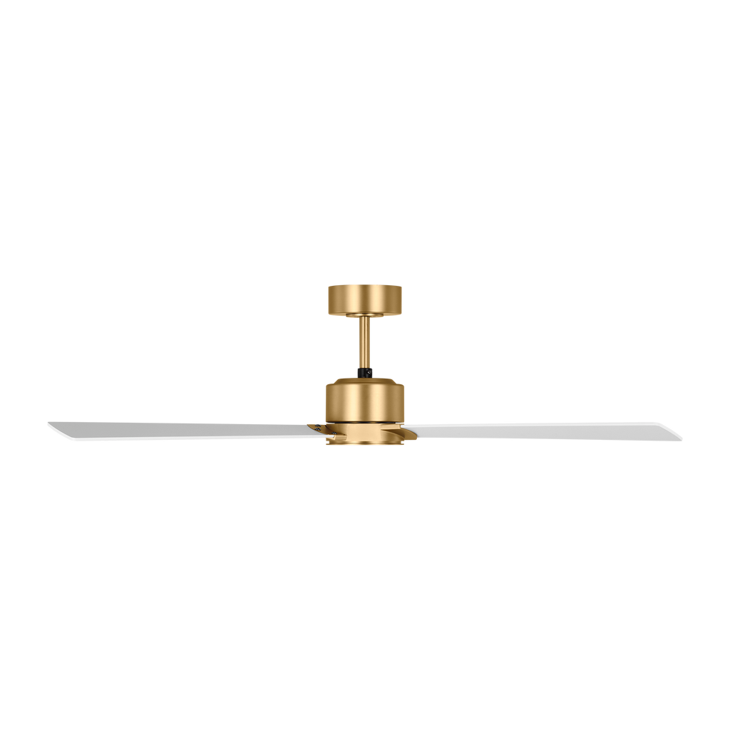 Rozzen 52 Ceiling Fan | Burnished Brass | Matte White Blades