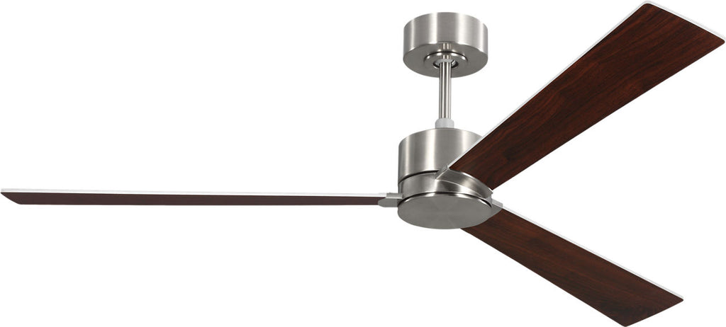 Rozzen Smart 60 Ceiling Fan | Brushed Steel | Silver / American Walnut Reversible Blades