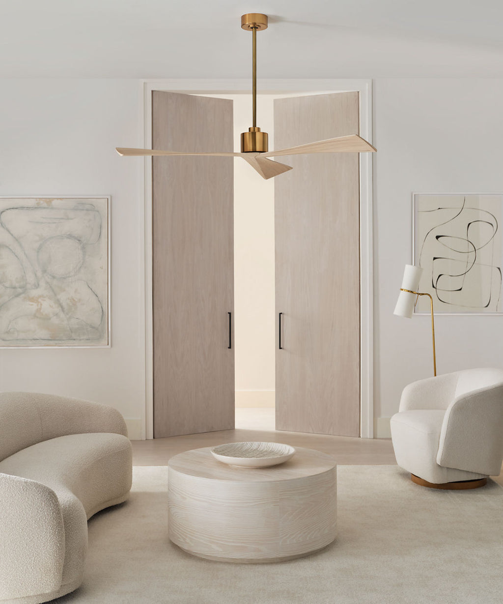 Adler 60 Ceiling Fan | Burnished Brass | Washed White Oak Blades