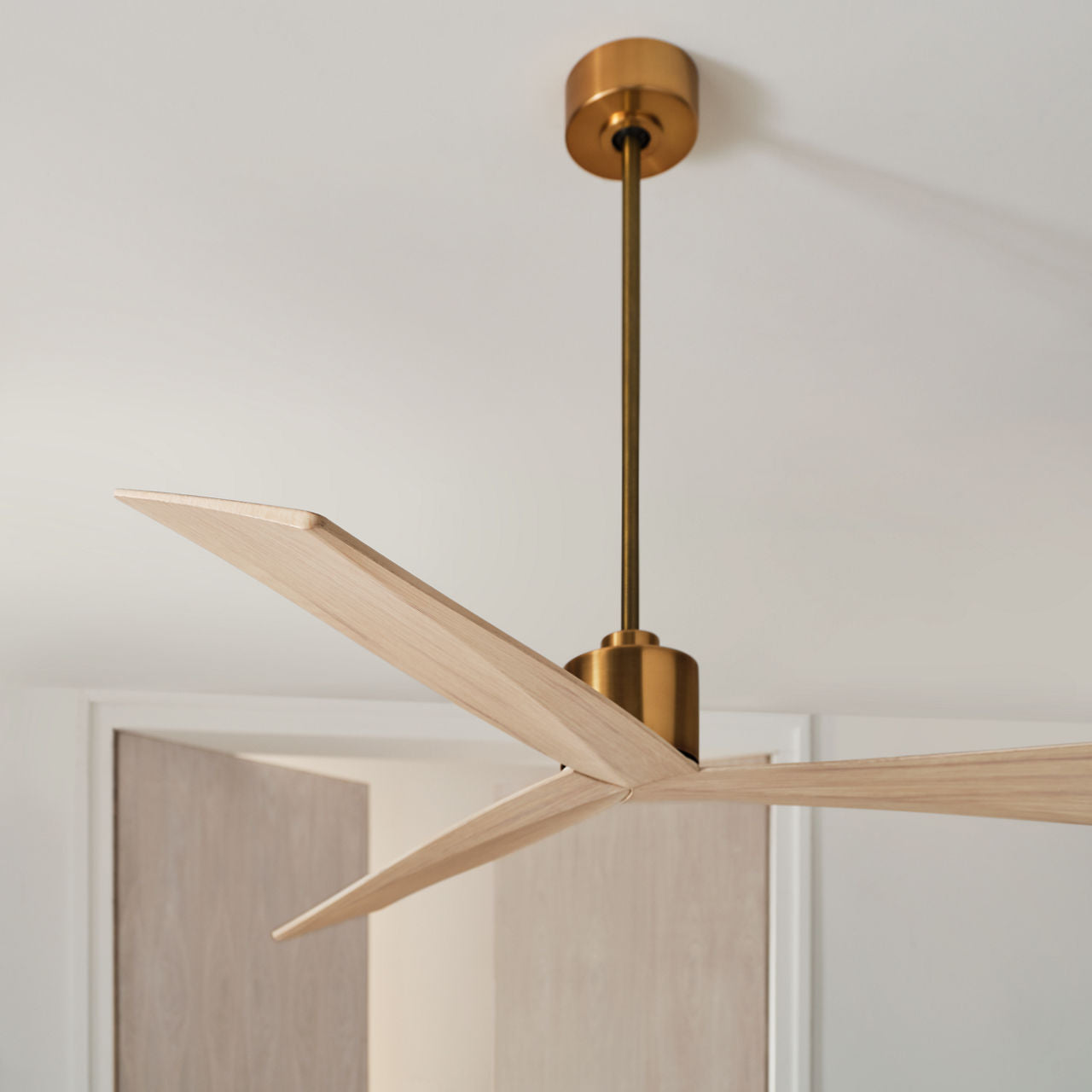 Adler 60 Ceiling Fan | Burnished Brass | Washed White Oak Blades