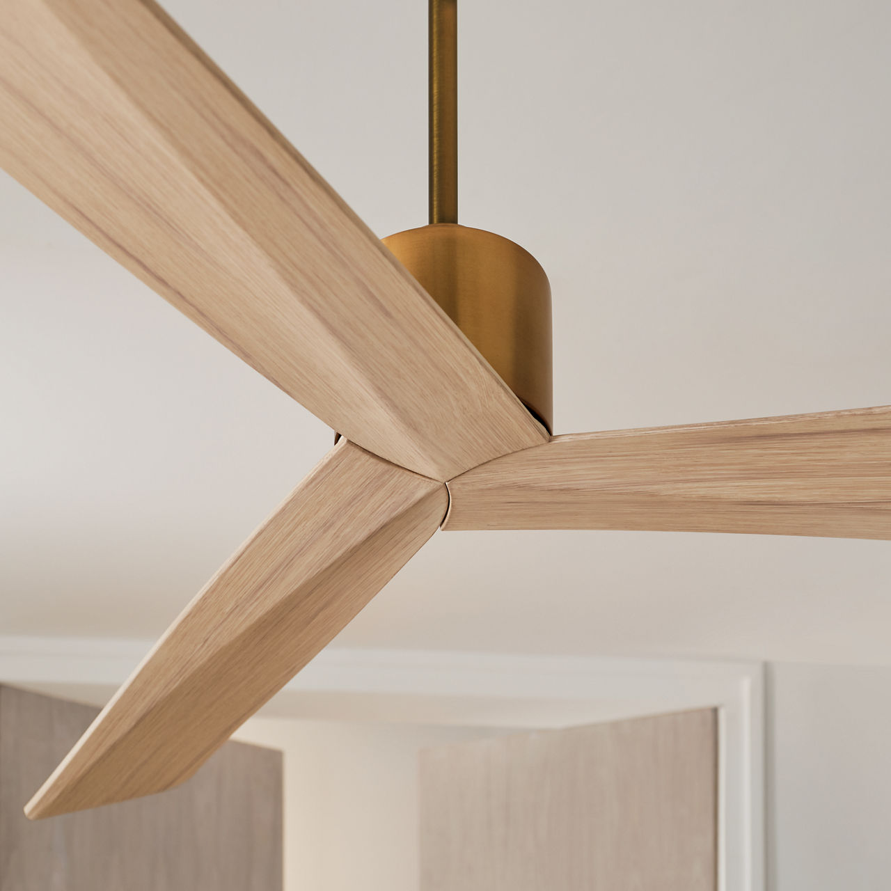 Adler 60 Ceiling Fan | Burnished Brass | Washed White Oak Blades