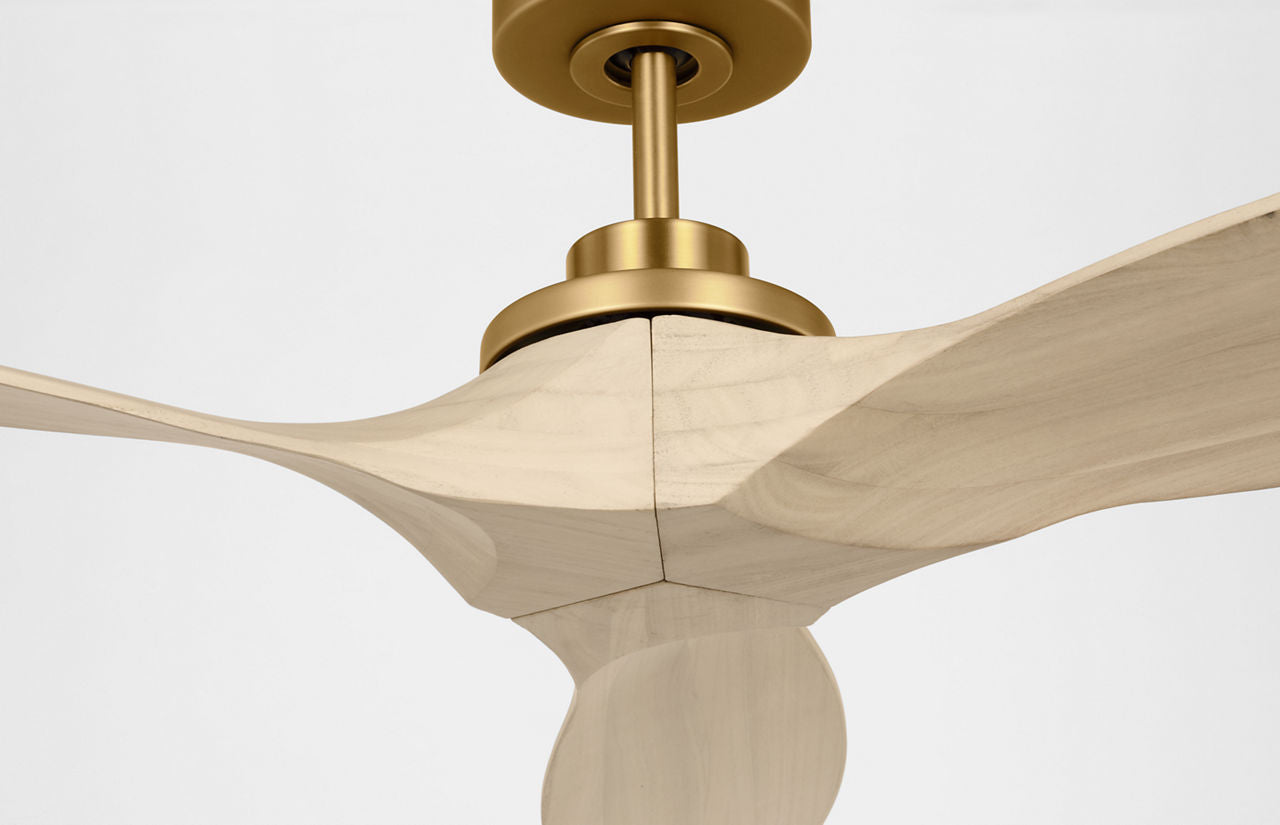 Collins Smart 52 Ceiling Fan | Burnished Brass | Washed White Oak Blades
