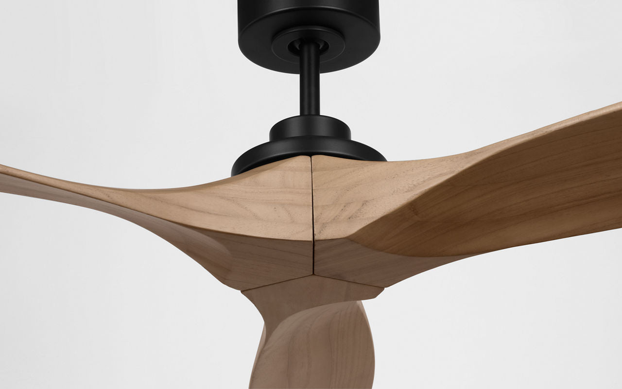 Collins Smart 60 Ceiling Fan | Midnight Black | Natural Honey Blades