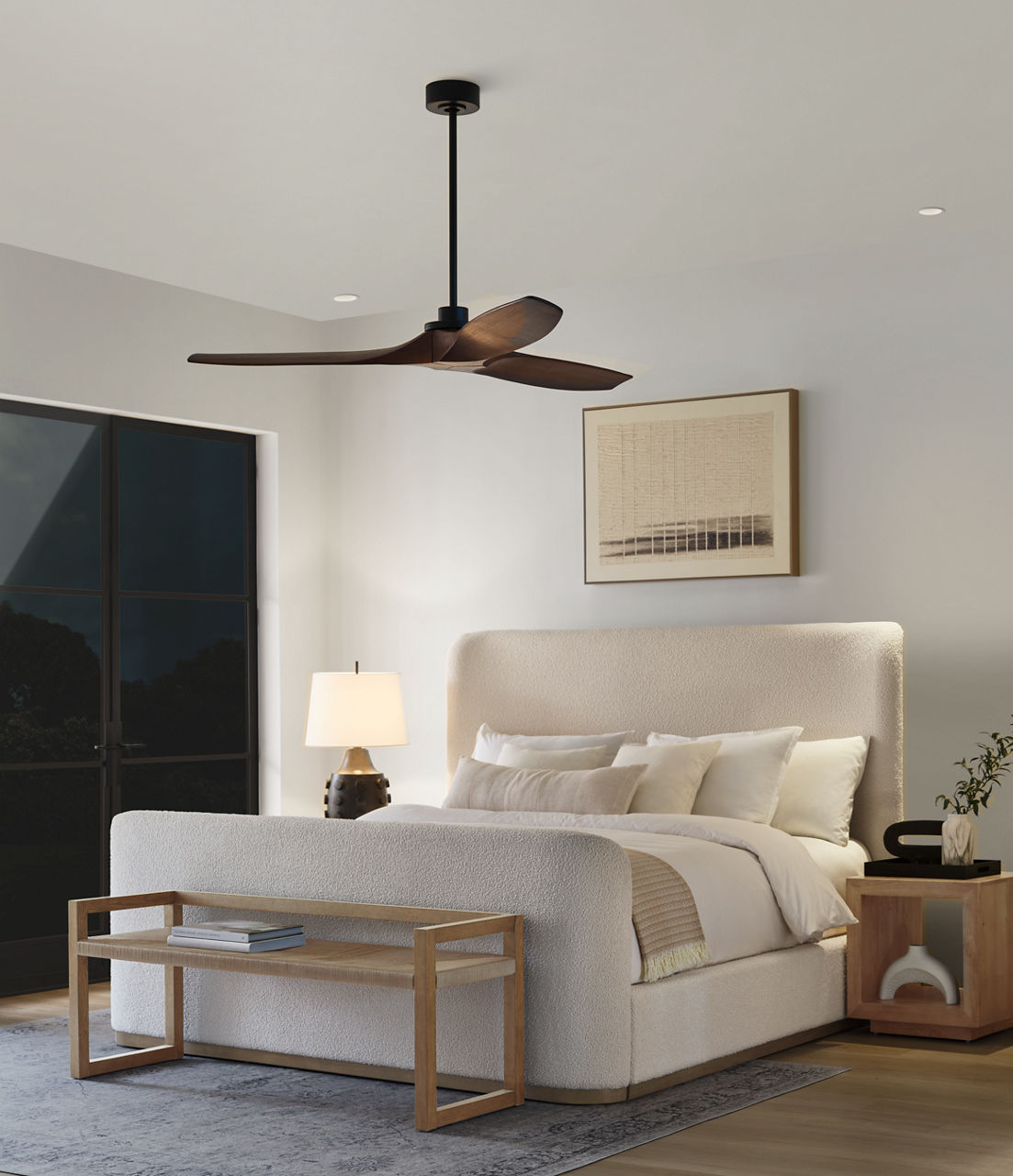 Collins Smart 60 Ceiling Fan | Midnight Black | Dark Walnut Blades