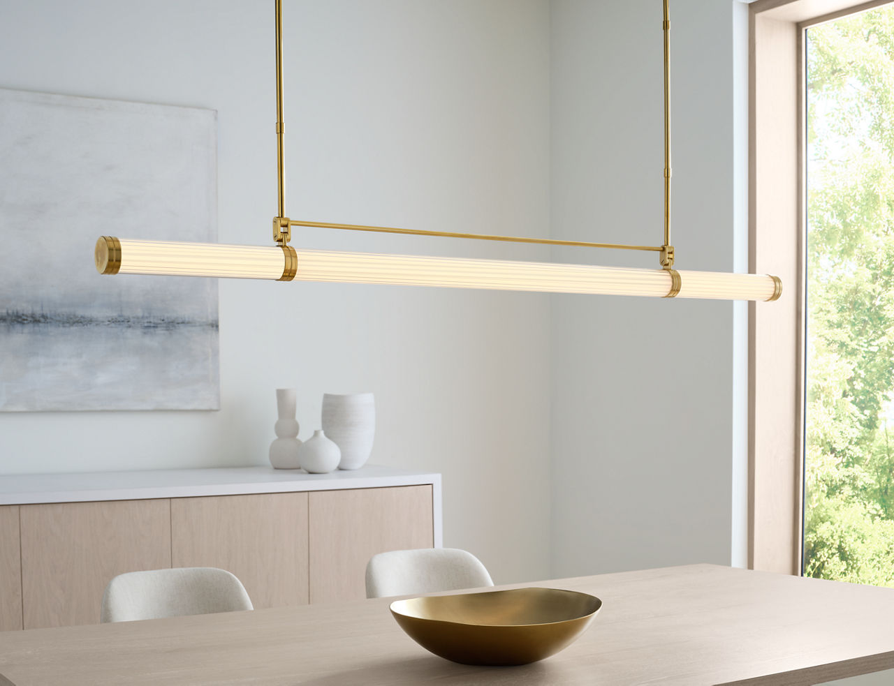 Alo X-Large Linear Chandelier Polished Natural Brass 2700K 90 CRI 120V