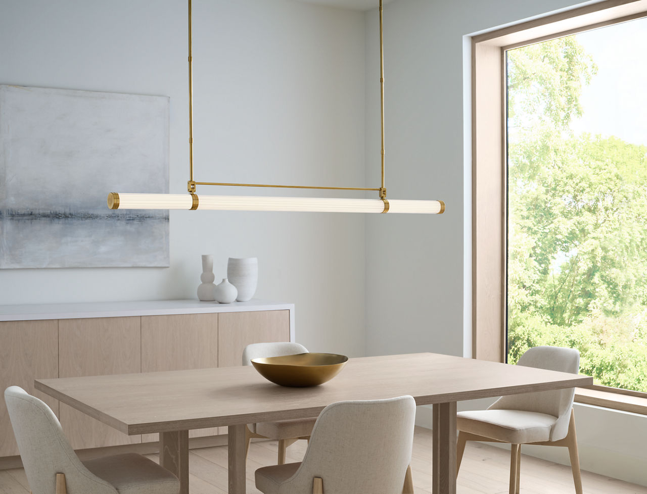 Alo X-Large Linear Chandelier Polished Natural Brass 2700K 90 CRI 120V