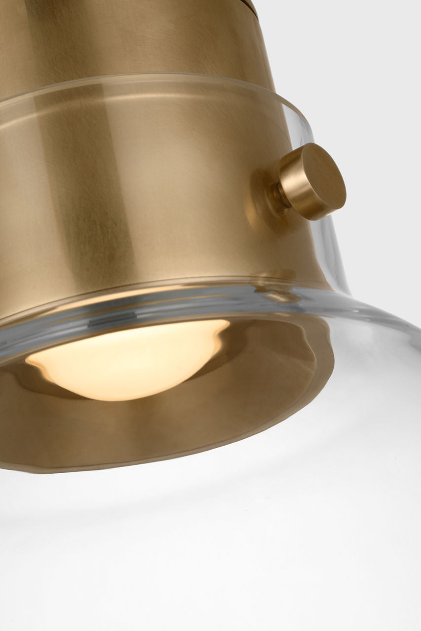 Morgan 12 Pendant hand-rubbed antique Brass | clear glass 2700K-1800K 90 CRI
