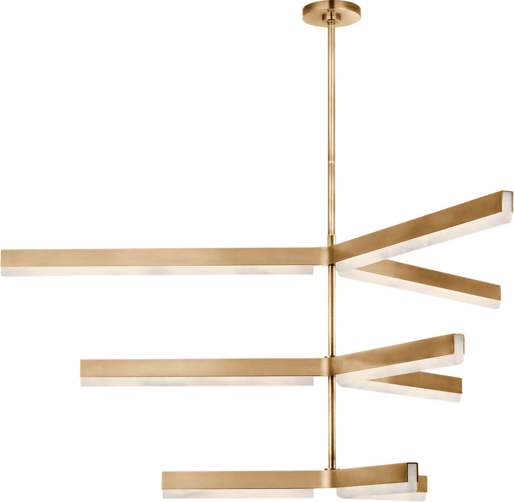 Linea 56 Three Tier Chandelier hand rubbed antique brass 2700K 90 CRI