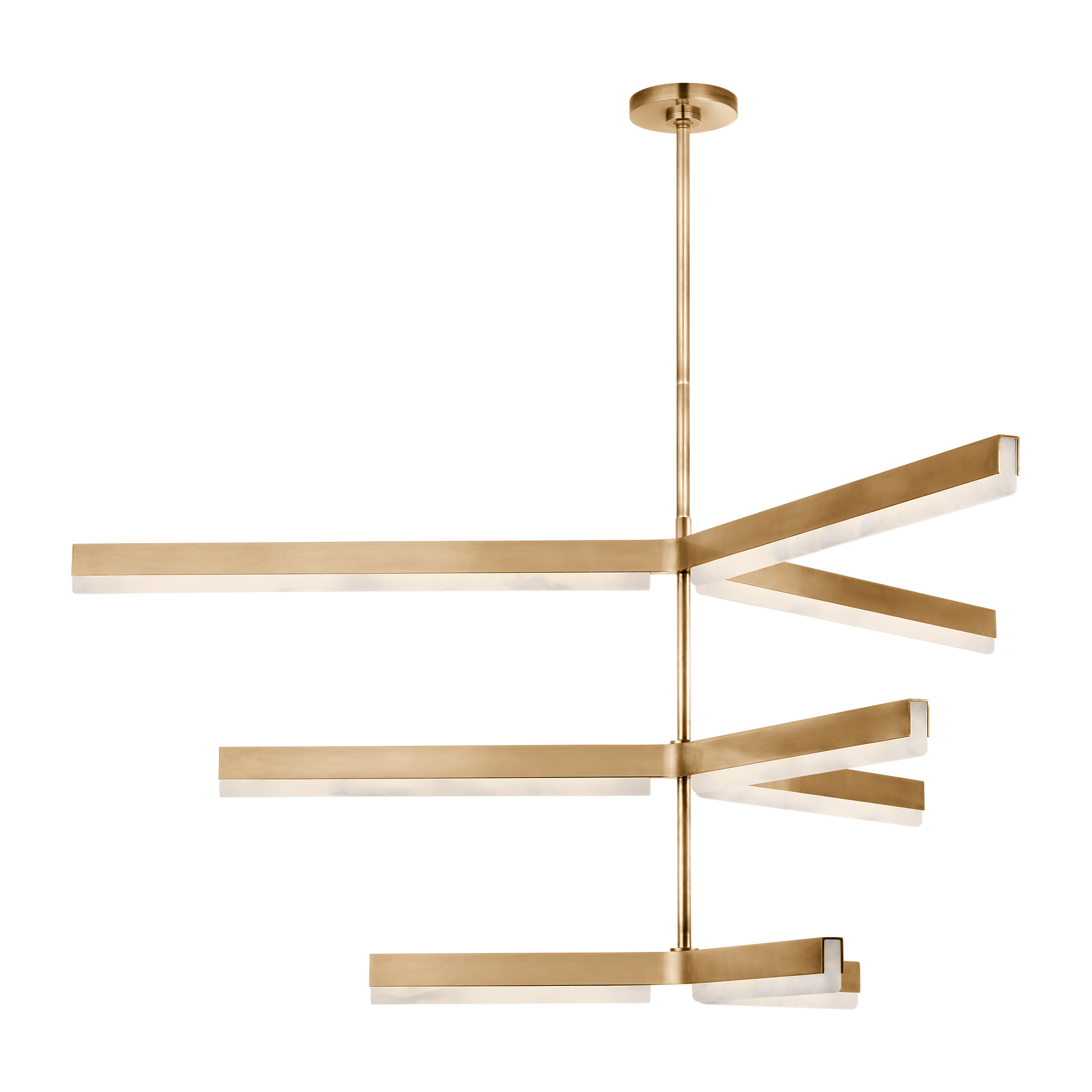 Linea 56 Three Tier Chandelier hand rubbed antique brass 2700K 90 CRI