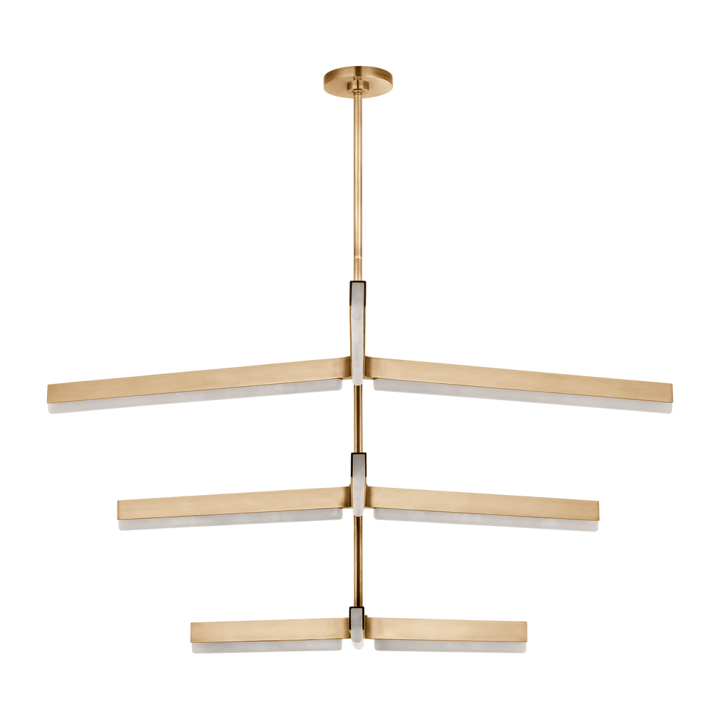 Linea 56 Three Tier Chandelier hand rubbed antique brass 2700K 90 CRI