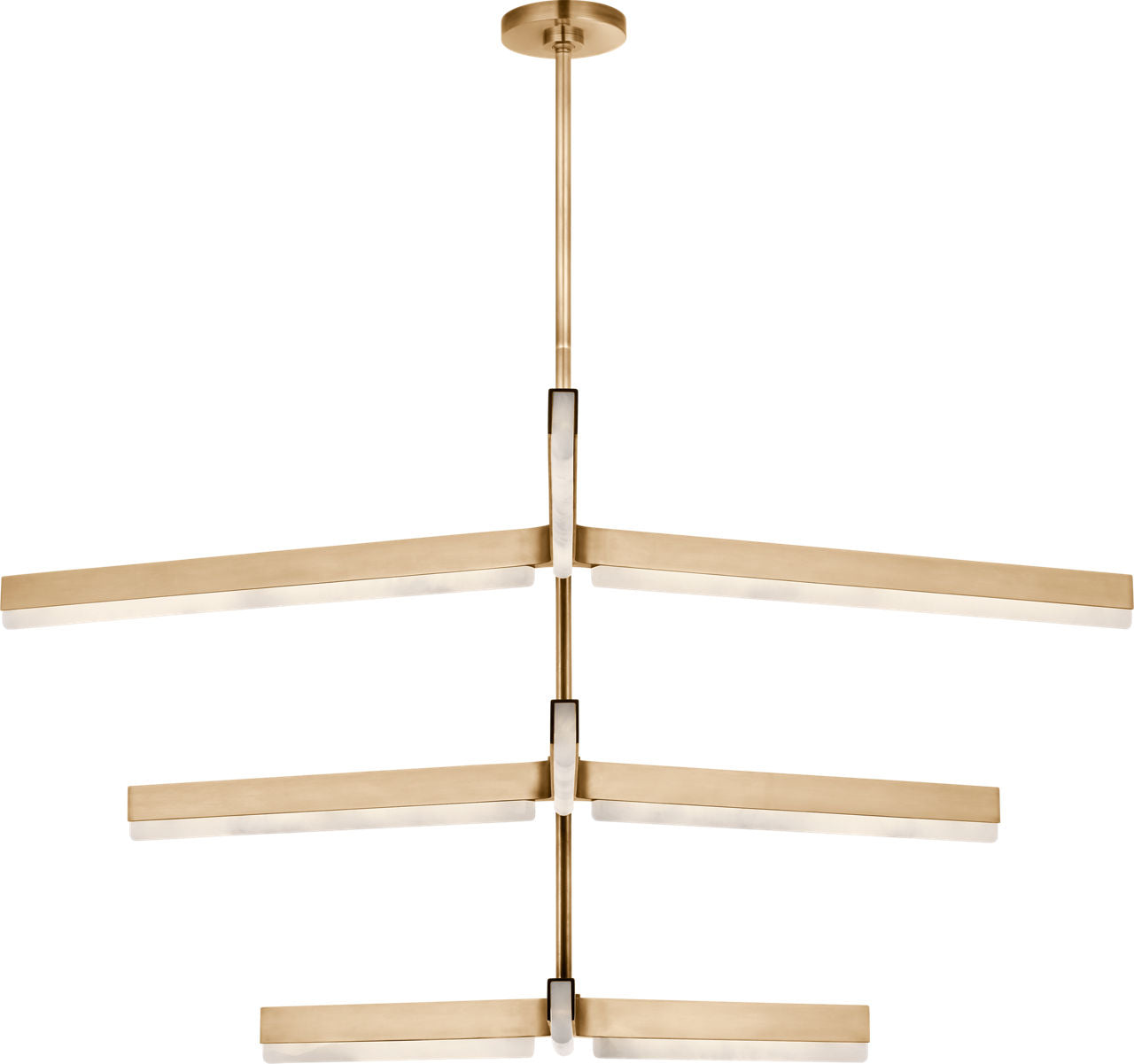 Linea 56 Three Tier Chandelier hand rubbed antique brass 2700K 90 CRI