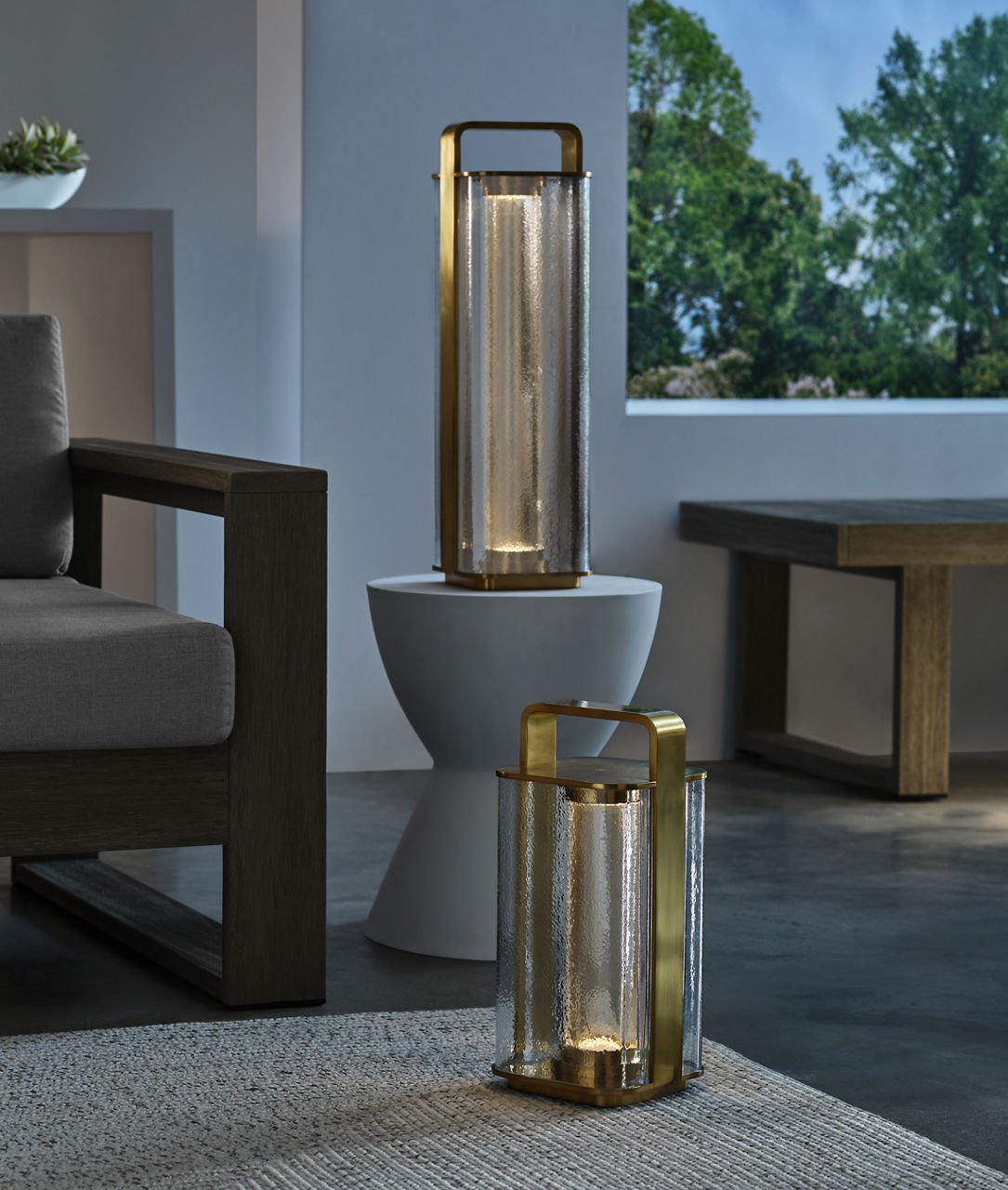 Flacara 15 Rechargeable Lantern hand rubbed antique brass 2700K 90 CRI
