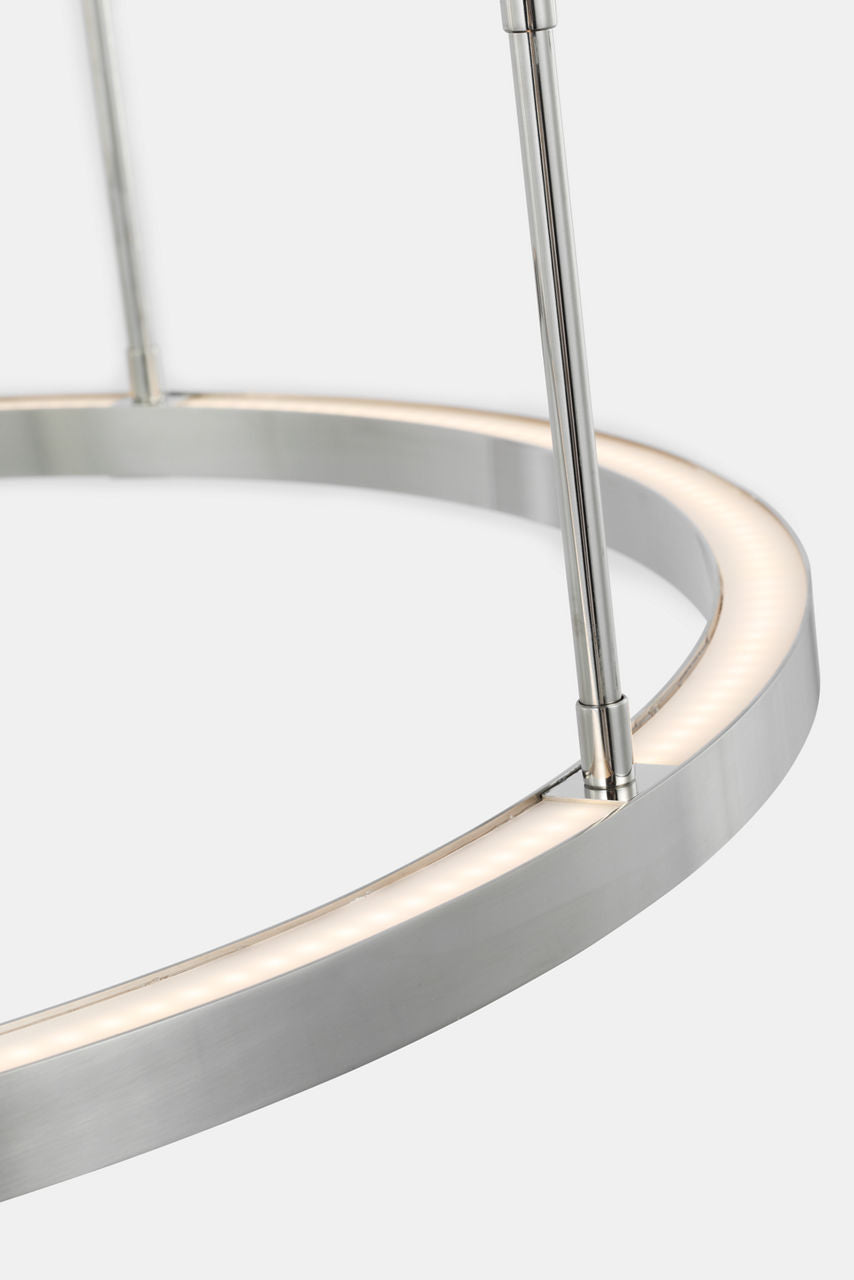 Stagger Ring Medium Chandelier polished stainless steel 2700K 90 CRI