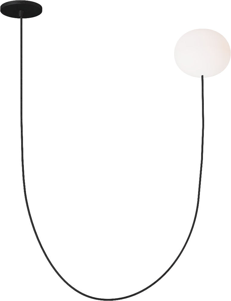 Helium Small 1 Light Chandelier Opal Etched Matte Black 2700K 90 CRI
