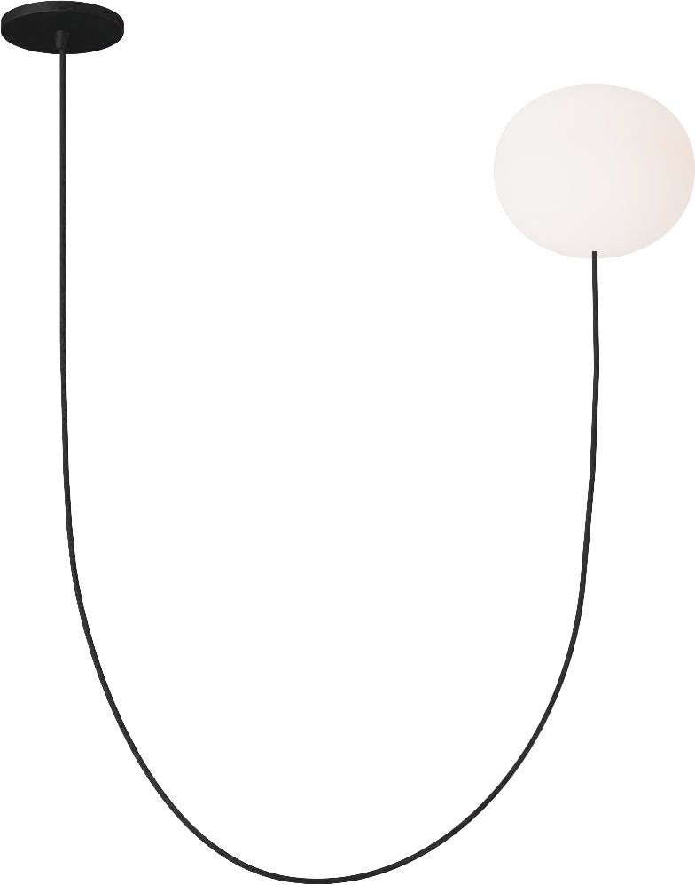 Helium Medium 1 Light Chandelier Opal Etched Matte Black 2700K 90 CRI