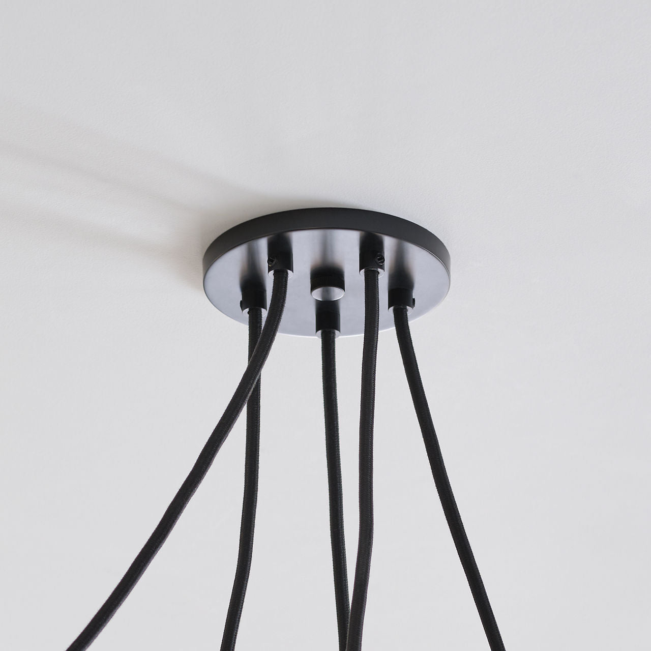 Helium Medium 5 Light Chandelier Opal Etched Matte Black 2700K 90 CRI
