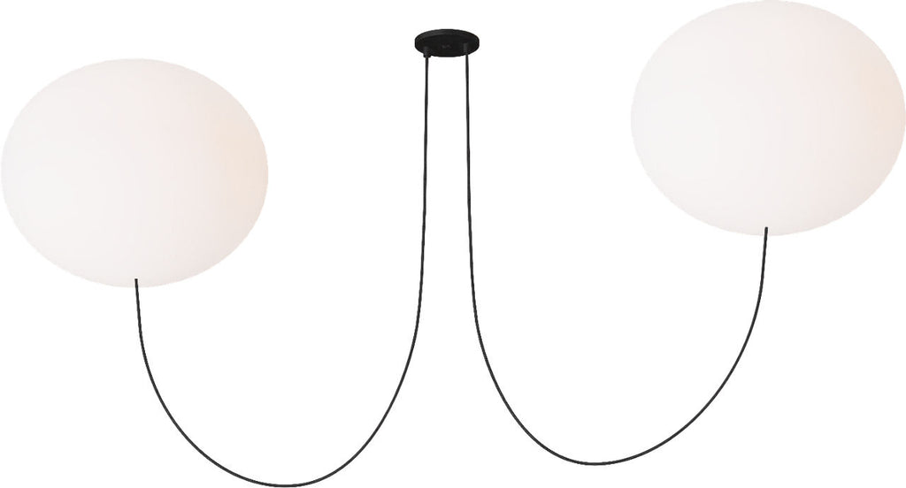 Helium X-Large 2 Light Chandelier Opal Etched Matte Black 2700K 90 CRI