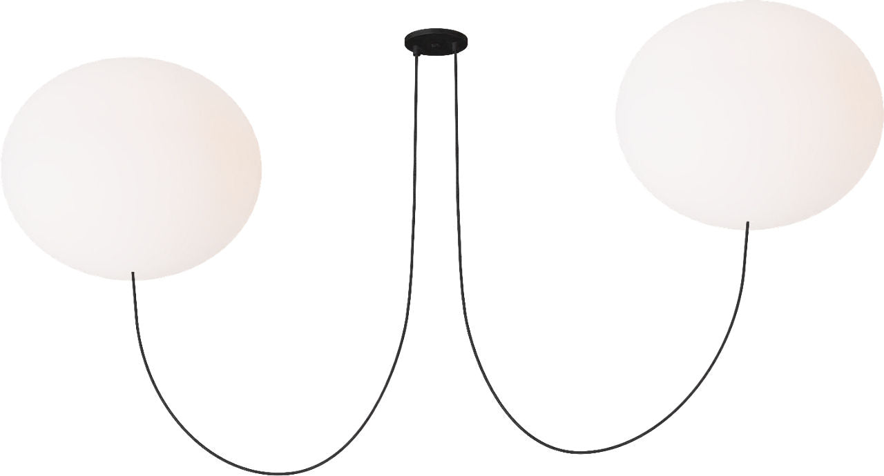 Helium X-Large 2 Light Chandelier Opal Etched Matte Black 2700K 90 CRI