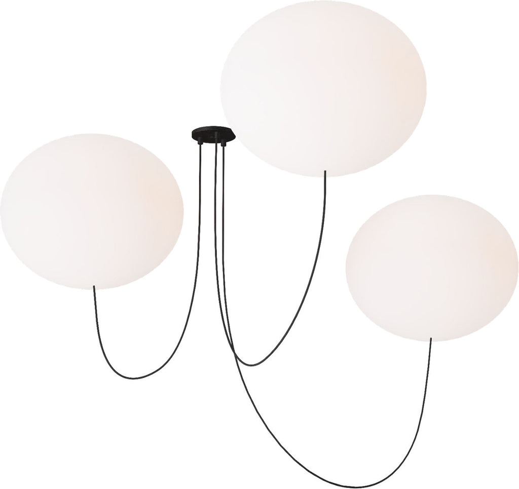 Helium X-Large 3 Light Chandelier Opal Etched Matte Black 2700K 90 CRI