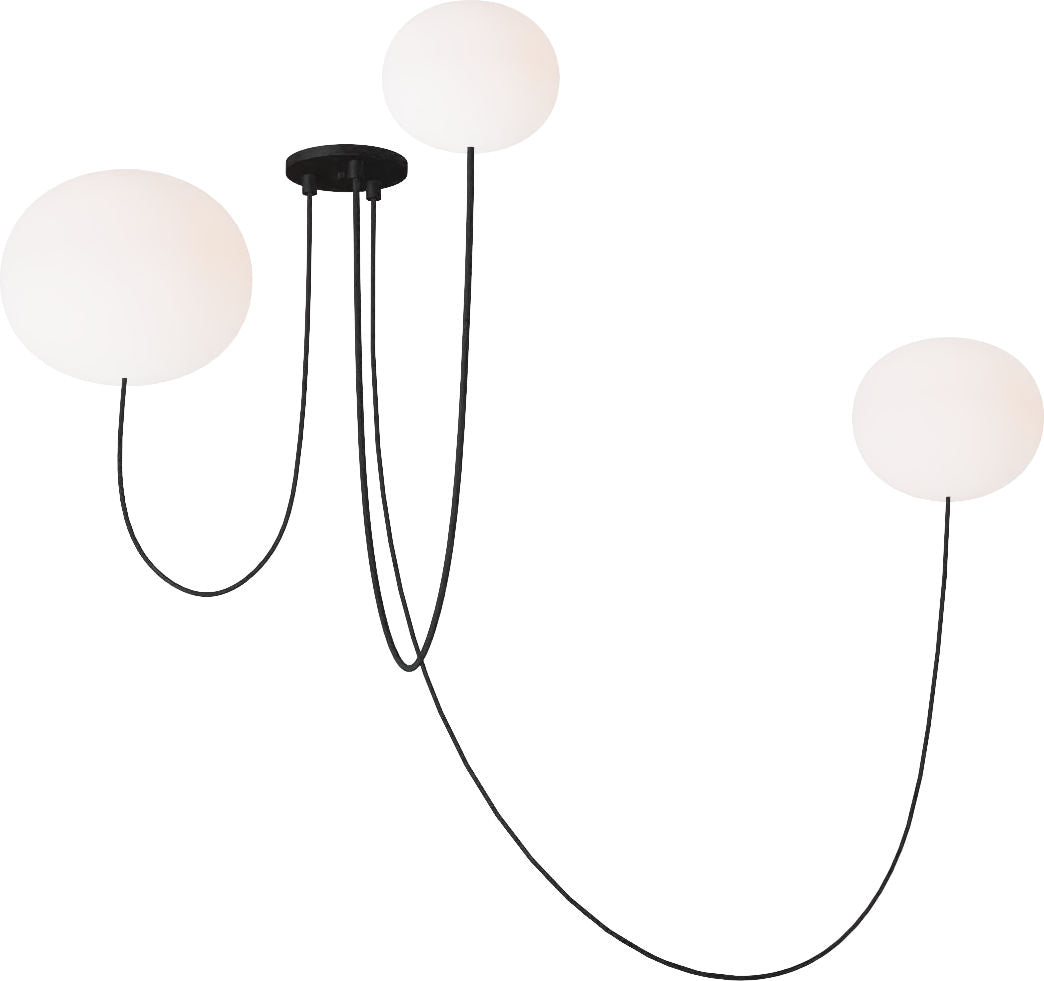 Helium Array 3 Light Chandelier Opal Etched Matte Black 2700K 90 CRI