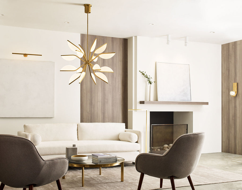Belterra 38 Globe Chandelier 38" Globe Natural Brass LED 90 CRI 3000K 120V