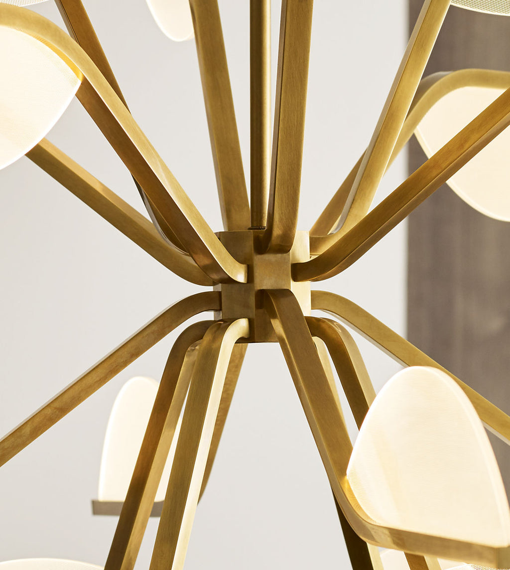 Belterra 38 Globe Chandelier 38" Globe Natural Brass LED 90 CRI 3000K 120V