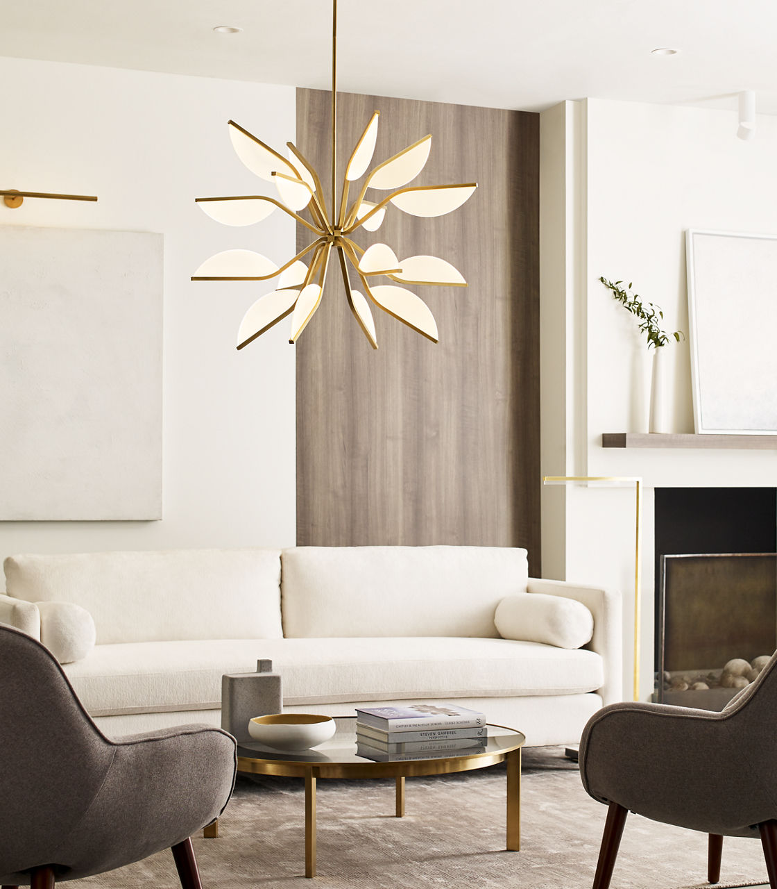 Belterra 38 Globe Chandelier 38" Globe Natural Brass LED 90 CRI 3000K 120V