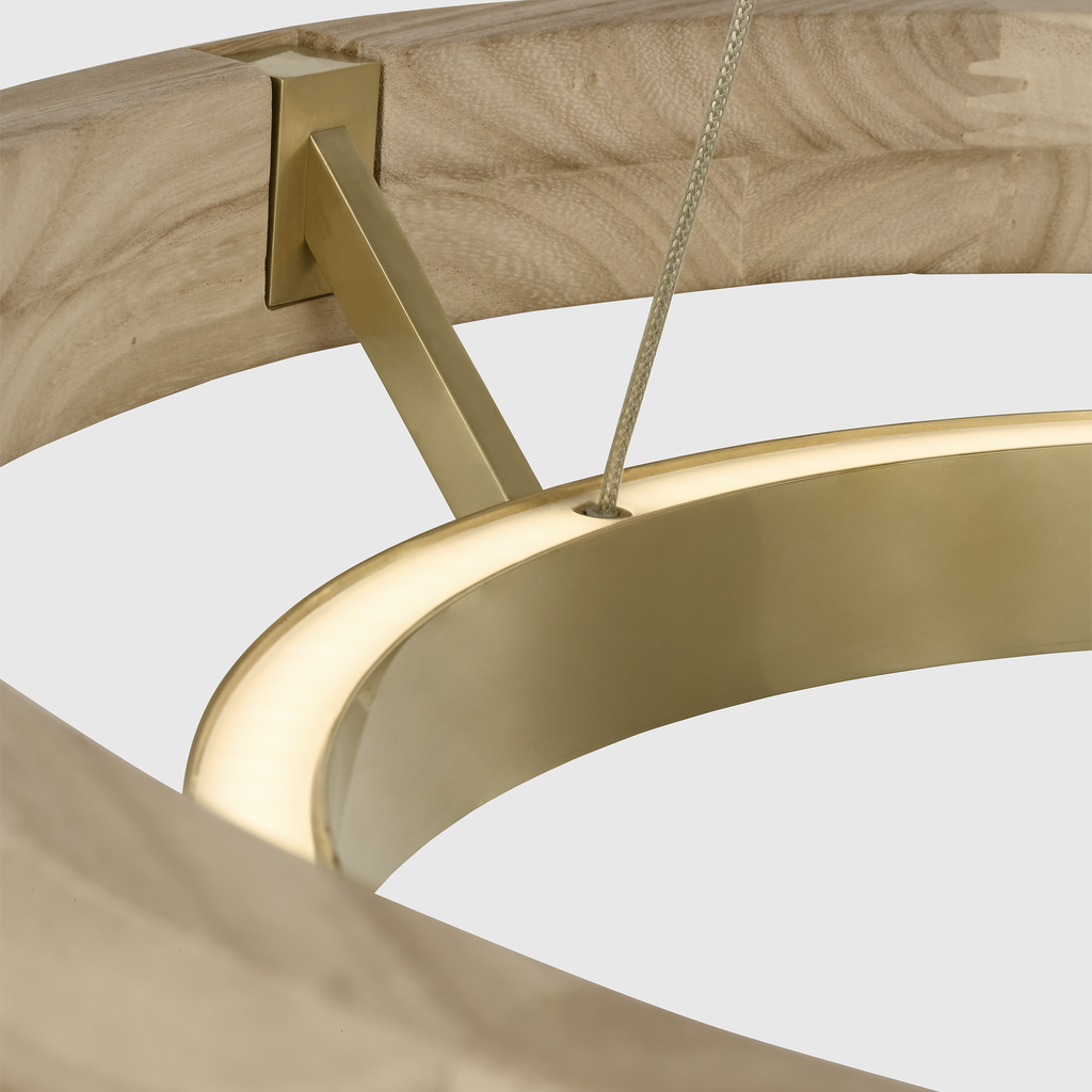 Grace 24 Chandelier hand rubbed antique brass/natural oak 3000K 90 CRI integrated led 90 cri 3000k 120v