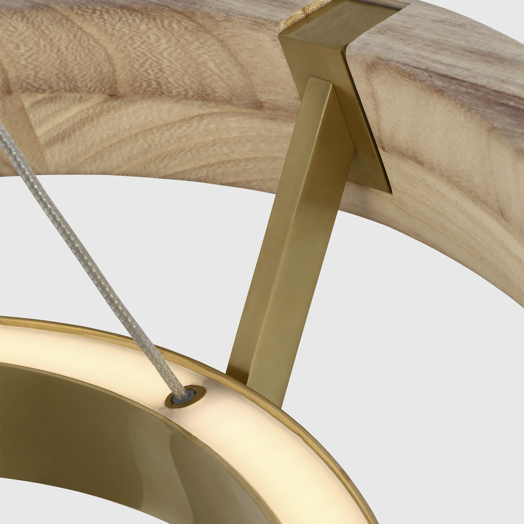 Grace 24 Chandelier hand rubbed antique brass/natural oak 3000K 90 CRI integrated led 90 cri 3000k 120v