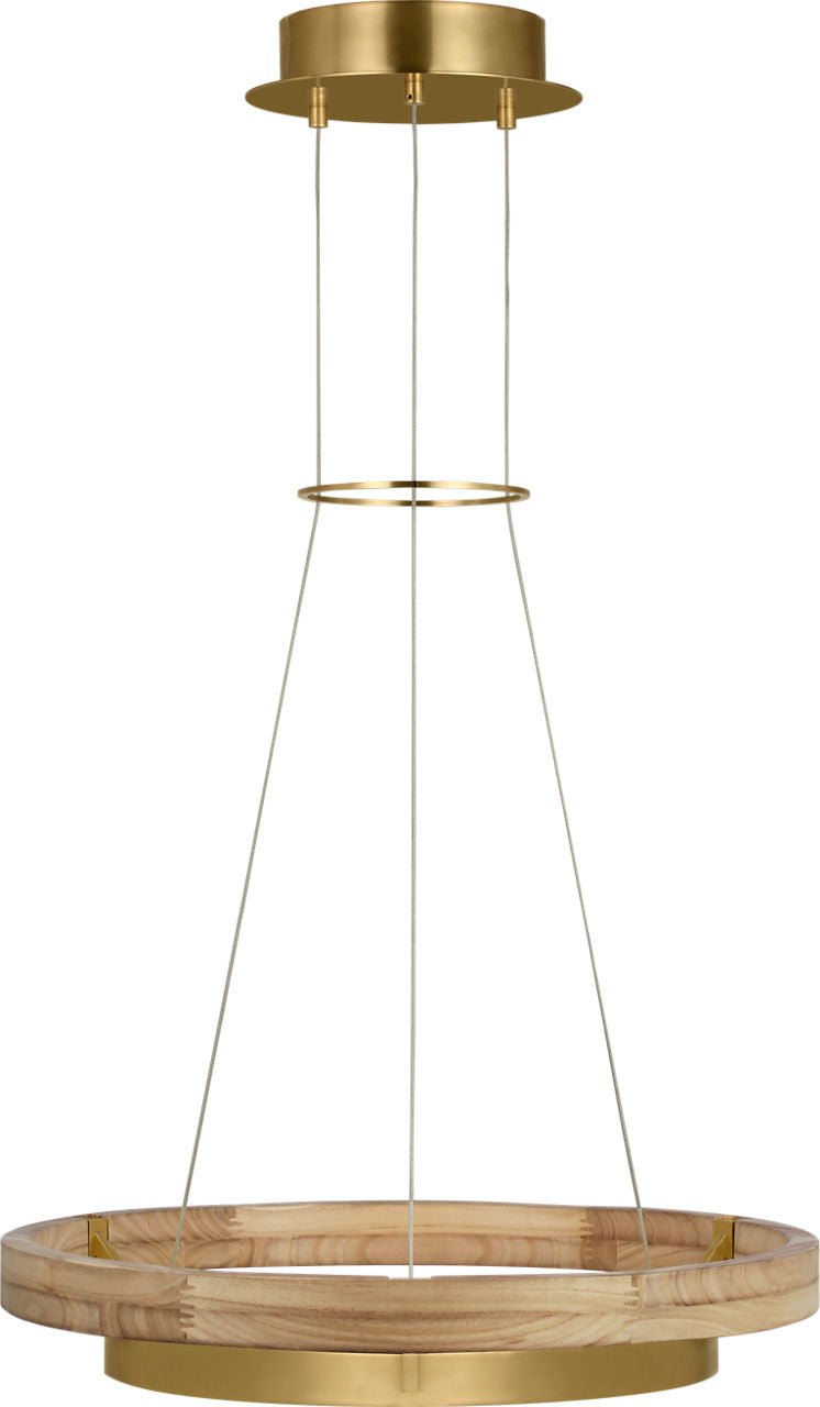 Grace 24 Chandelier hand rubbed antique brass/natural oak 3000K 90 CRI integrated led 90 cri 3000k 120v