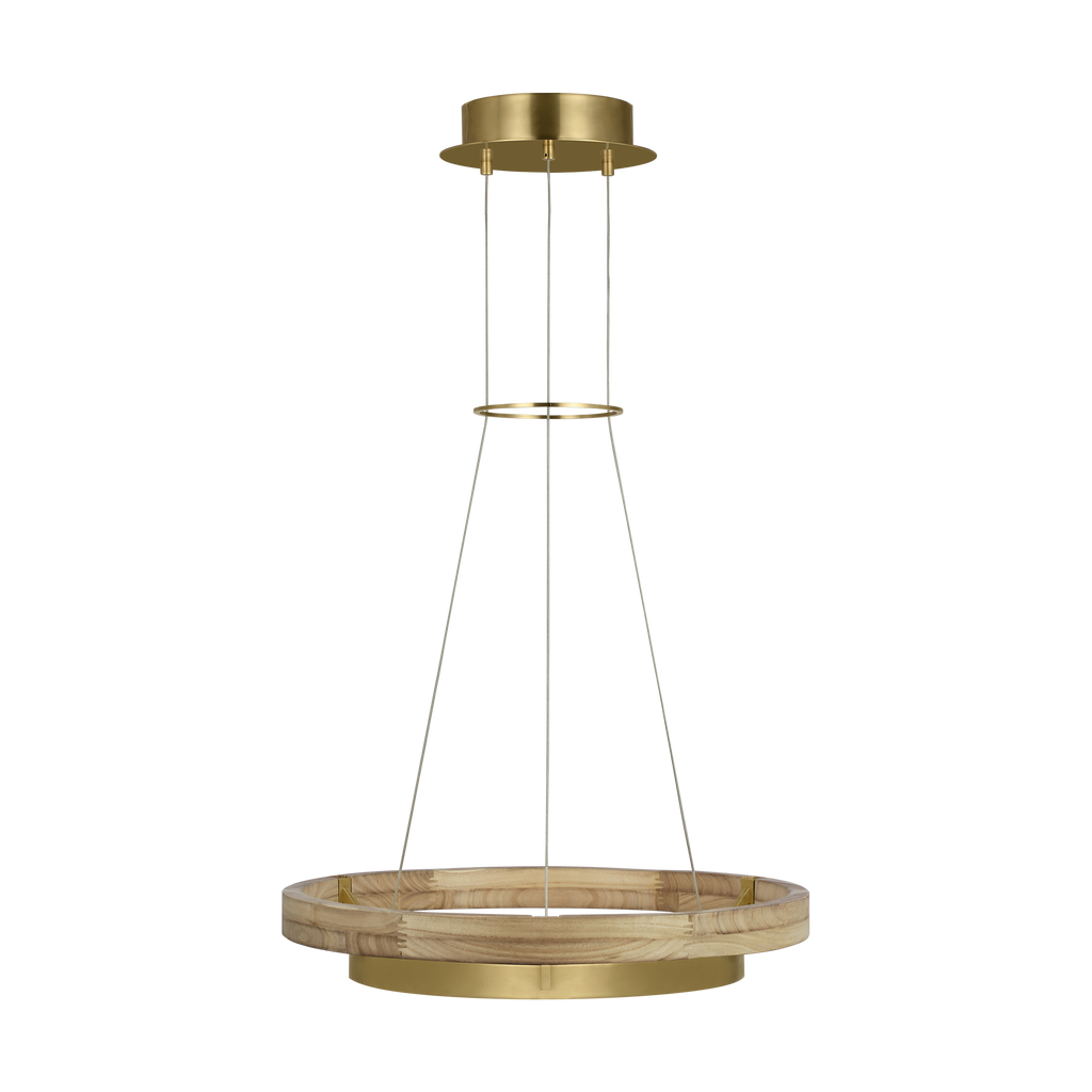 Grace 24 Chandelier hand rubbed antique brass/natural oak 3000K 90 CRI integrated led 90 cri 3000k 120v