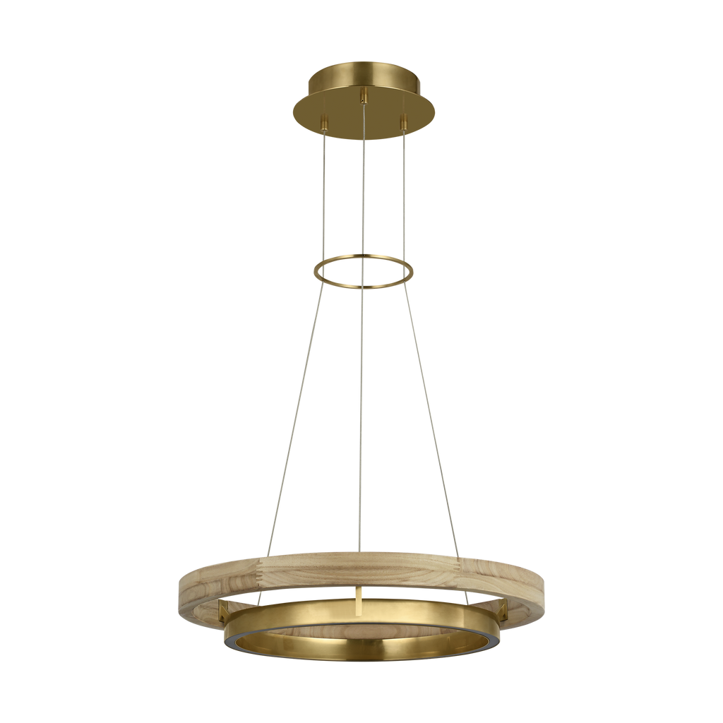 Grace 24 Chandelier hand rubbed antique brass/natural oak 3000K 90 CRI integrated led 90 cri 3000k 120v