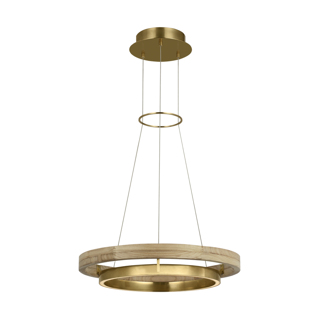 Grace 24 Chandelier hand rubbed antique brass/natural oak 3000K 90 CRI integrated led 90 cri 3000k 120v
