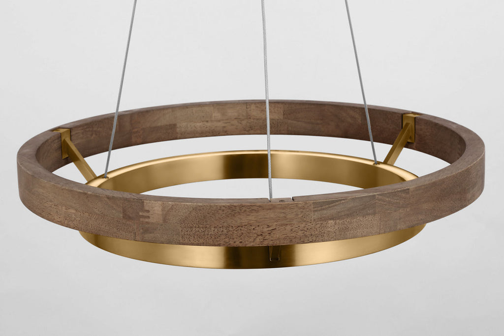 Grace 24 Chandelier Natural Brass/ weathered oak LED 90 CRI 3000K 120V