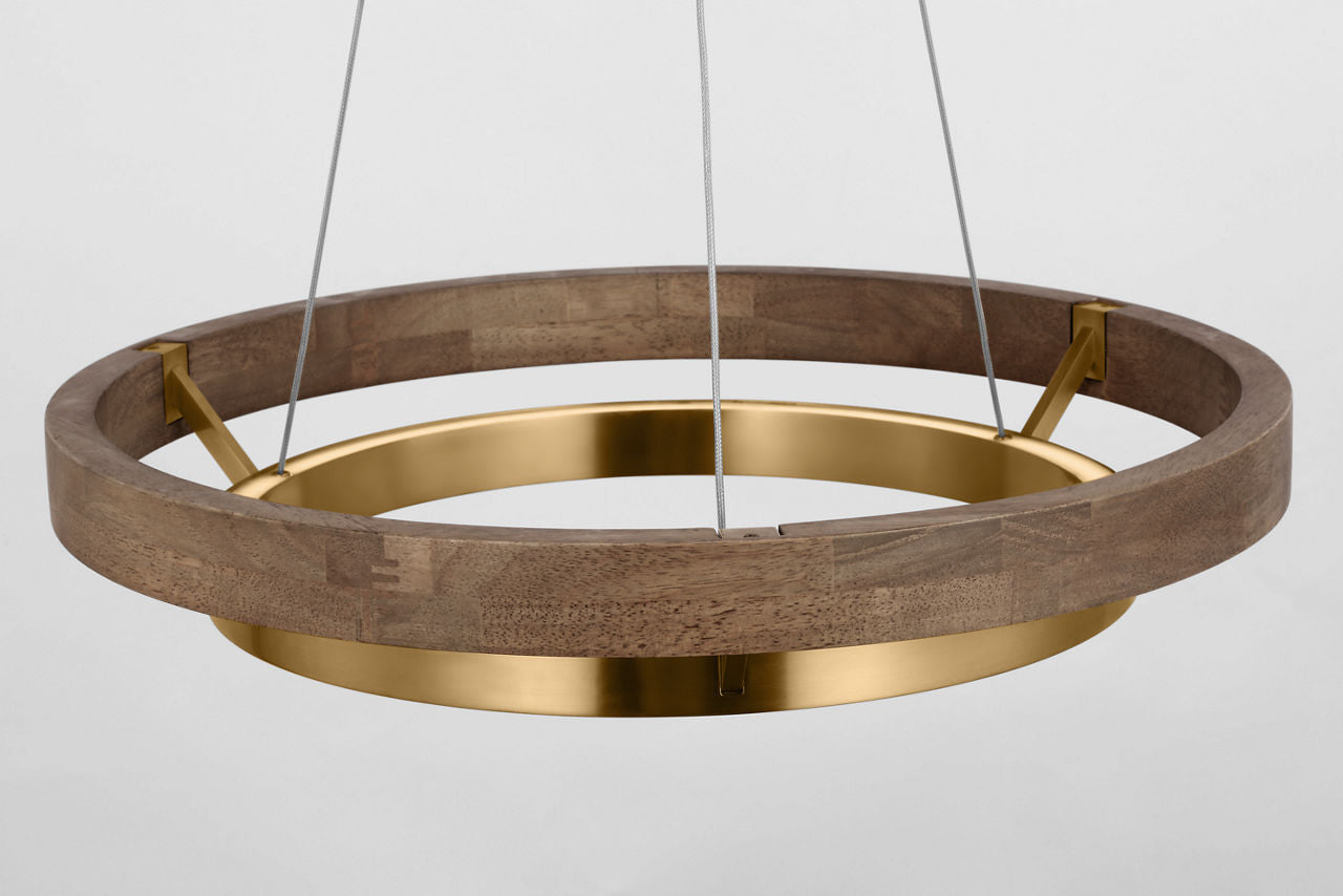Grace 24 Chandelier Natural Brass/ weathered oak LED 90 CRI 3000K 120V